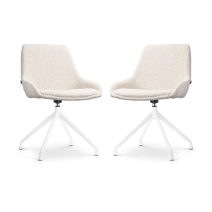Nolon Nola-Isa Draaibare Eetkamerstoelen Bouclé Beige – Wit – 2x Nolon Nola-Isa Draaibare Eetkamerstoelen Bouclé Beige – Wit – 2x
