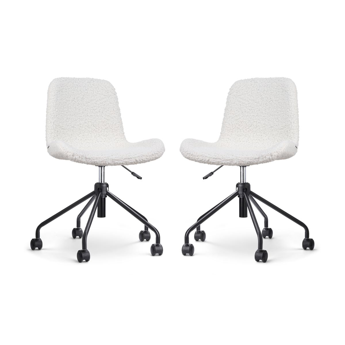 Nolon Nout-Fé Bureaustoelen Set van 2 - Teddy Wit - Zwart Onderstel