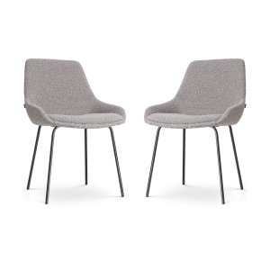 Nolon Nora-Isa Eetkamerstoelen Set van 2 – Bouclé Taupe – Zwart Nolon Nora-Isa Eetkamerstoelen Set van 2 – Bouclé Taupe – Zwart