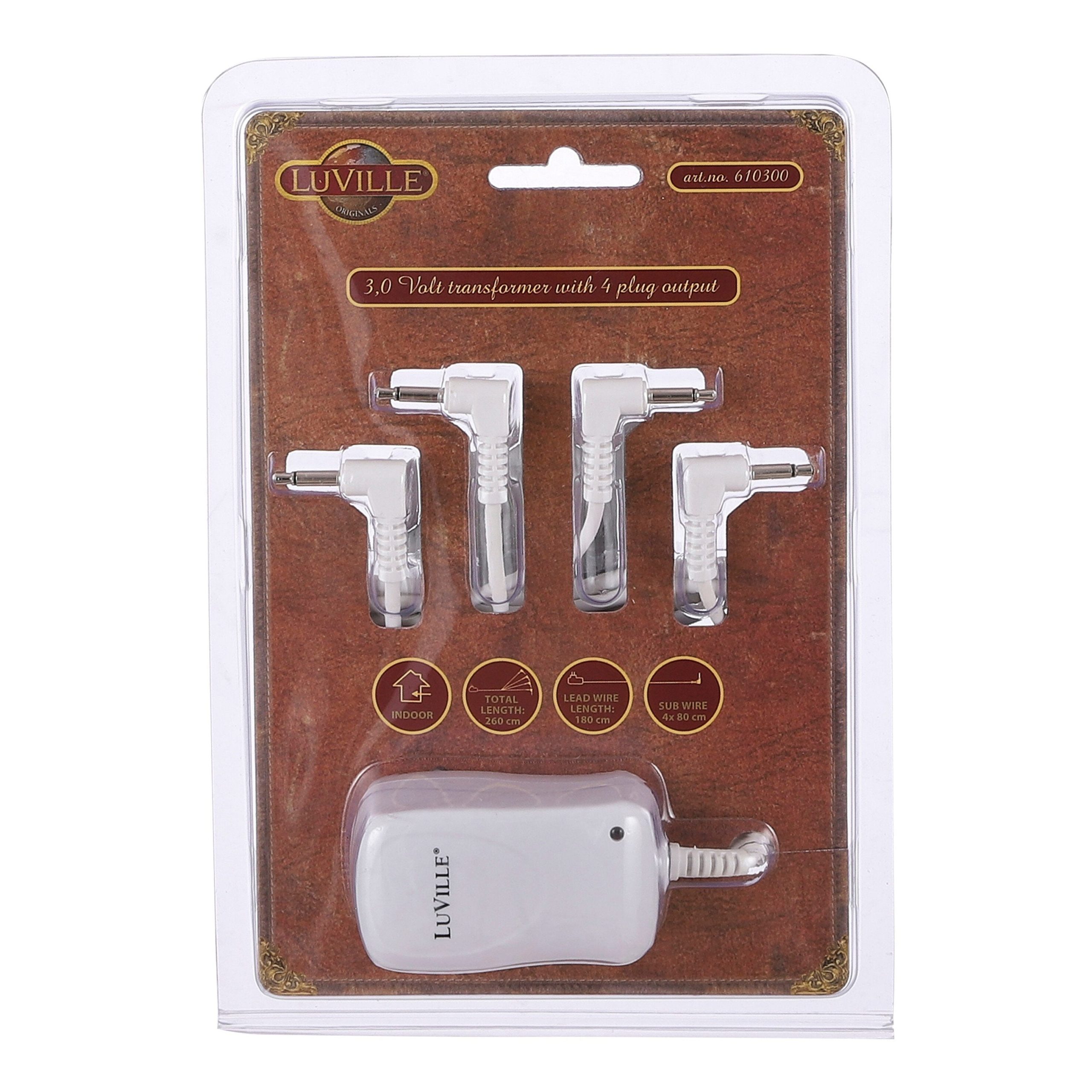 LuVille Kerstdorp Switch Adapter met 4 Plugs - 3 Volt