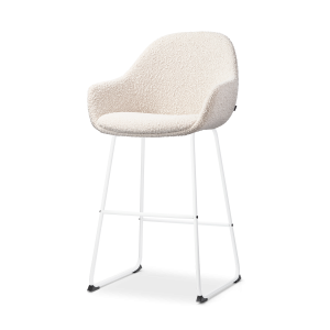 Nolon Nino-Mae Barkruk Bouclé Beige – met Armleuning – Wit – 65 cm