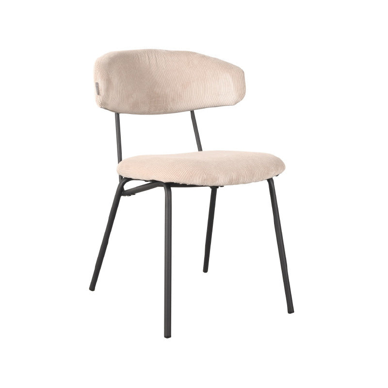 LABEL51 Eetkamerstoel Zack - Naturel Ribstof - Zithoogte 48cm - Set va