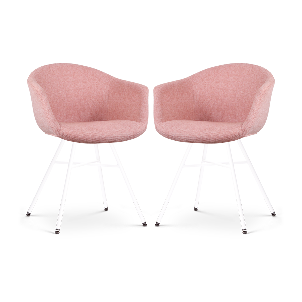 Nolon Noa-Otis Eetkamerstoelen Set van 2 - Zacht Roze - Witte Poten