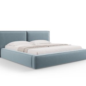 Micadoni Opbergbed met hoofdeinde Jodie 200x200cm, flueel, lichtblauw Micadoni Opbergbed met hoofdeinde Jodie 200x200cm, flueel, lichtblauw