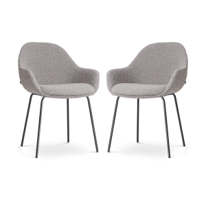 Nolon Nora-Mae Eetkamerstoelen Set van 2 – Bouclé Taupe – Zwarte Poten Nolon Nora-Mae Eetkamerstoelen Set van 2 – Bouclé Taupe – Zwarte Poten