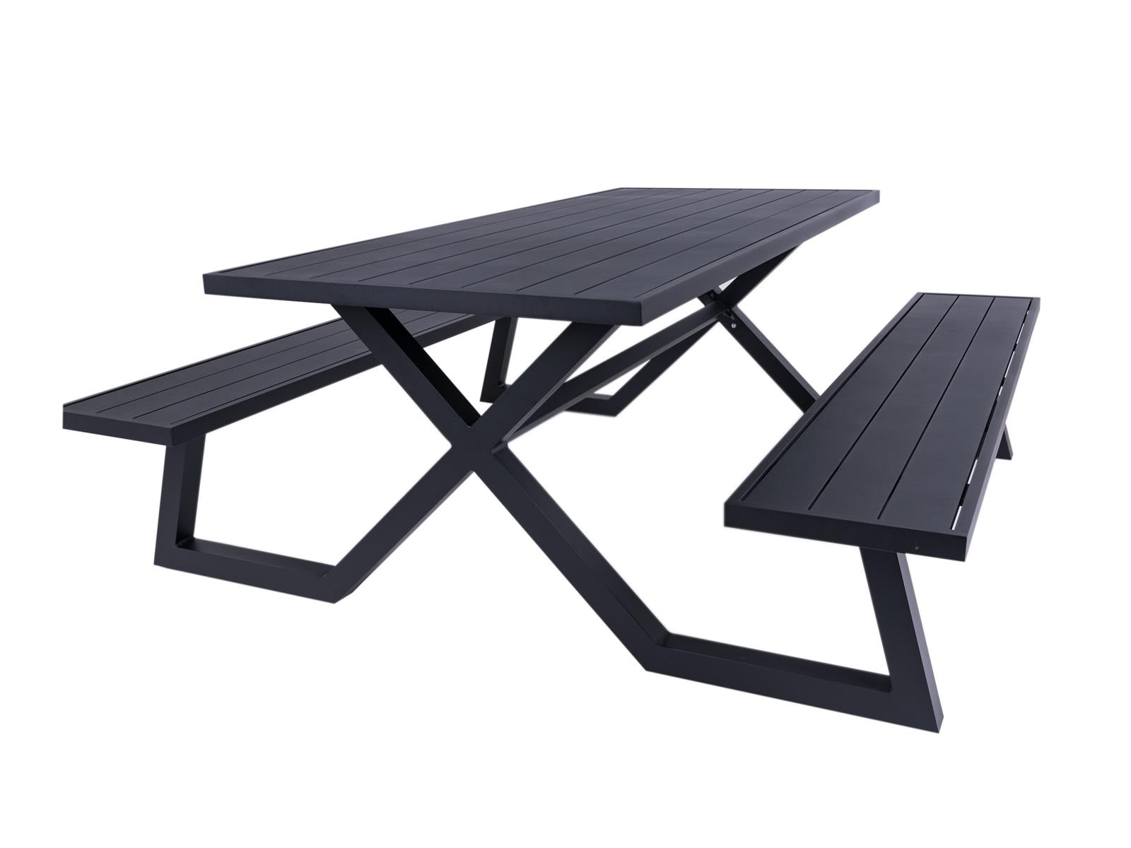 MaximaVida luxe aluminium picknicktafel Dex 200 cm zwart met exclusiev