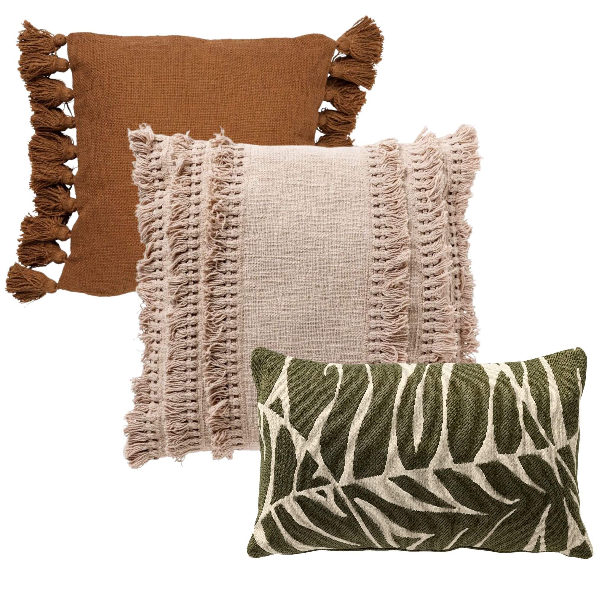 KUSSENSET - 3-delig - Desert Leaves - 45x45 cm, 30x50 cm - Inclusief b