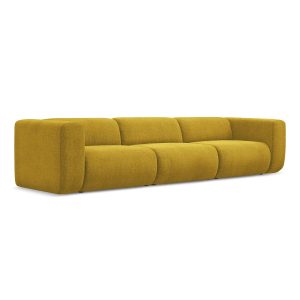 LaMiaSofa 4-zits bank Bari – chenille stof – mosterd – 319x89x70