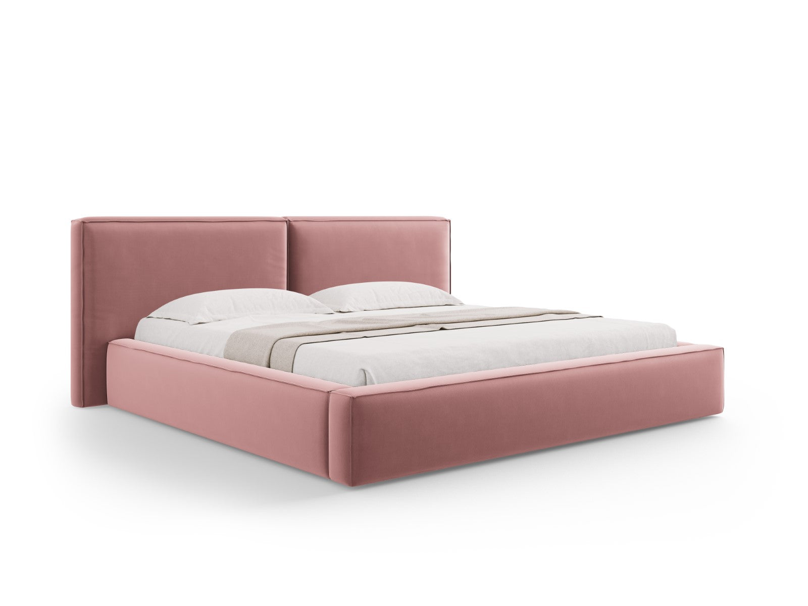 Micadoni Opbergbed met hoofdeinde Jodie 200x200cm, flueel, roze - 228x