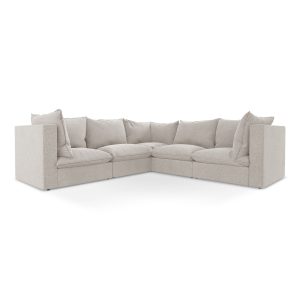 LaMiaSofa Modulaire hoekbank Ravenna – velours – lichtbeige – 255x255x LaMiaSofa Modulaire hoekbank Ravenna – velours – lichtbeige – 255x255x