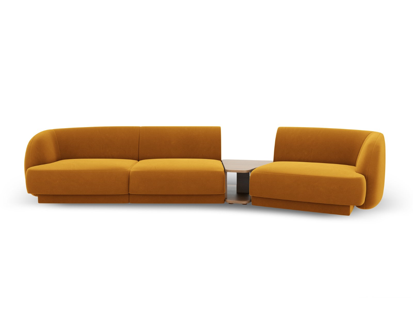 Micadoni Rechte modulaire bank Miley 3-zits, flueel, geel - 126x303x70