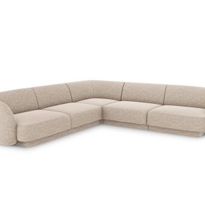 Micadoni Symmetrische hoekbank Miley 5-zits, structurele stof beige – Micadoni Symmetrische hoekbank Miley 5-zits, structurele stof beige –