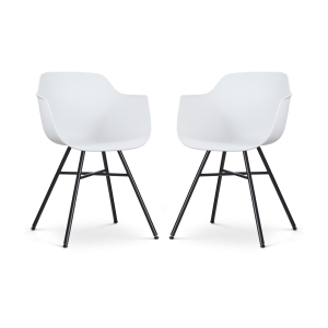 Nolon Noa-Puk Eetkamerstoelen Set van 2 – Wit – Zwart Onderstel Nolon Noa-Puk Eetkamerstoelen Set van 2 – Wit – Zwart Onderstel