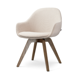 Nolon Noor-Mae draaibare eetkamerstoel beige – walnoot houten onderste Nolon Noor-Mae draaibare eetkamerstoel beige – walnoot houten onderste