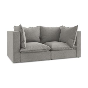 LaMiaSofa Tweezits modulaire bank Ravenna – velours – grijs – 180x90x7