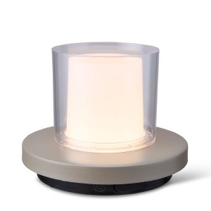 Lighto | Tafellamp grijs met helder glas solar voor buiten | Dimbaar | Lighto | Tafellamp grijs met helder glas solar voor buiten | Dimbaar |