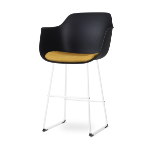 Nolon Nino-Liz Barkruk Zwart – Okergeel Kussen – Wit Frame – 75 cm Nolon Nino-Liz Barkruk Zwart – Okergeel Kussen – Wit Frame – 75 cm
