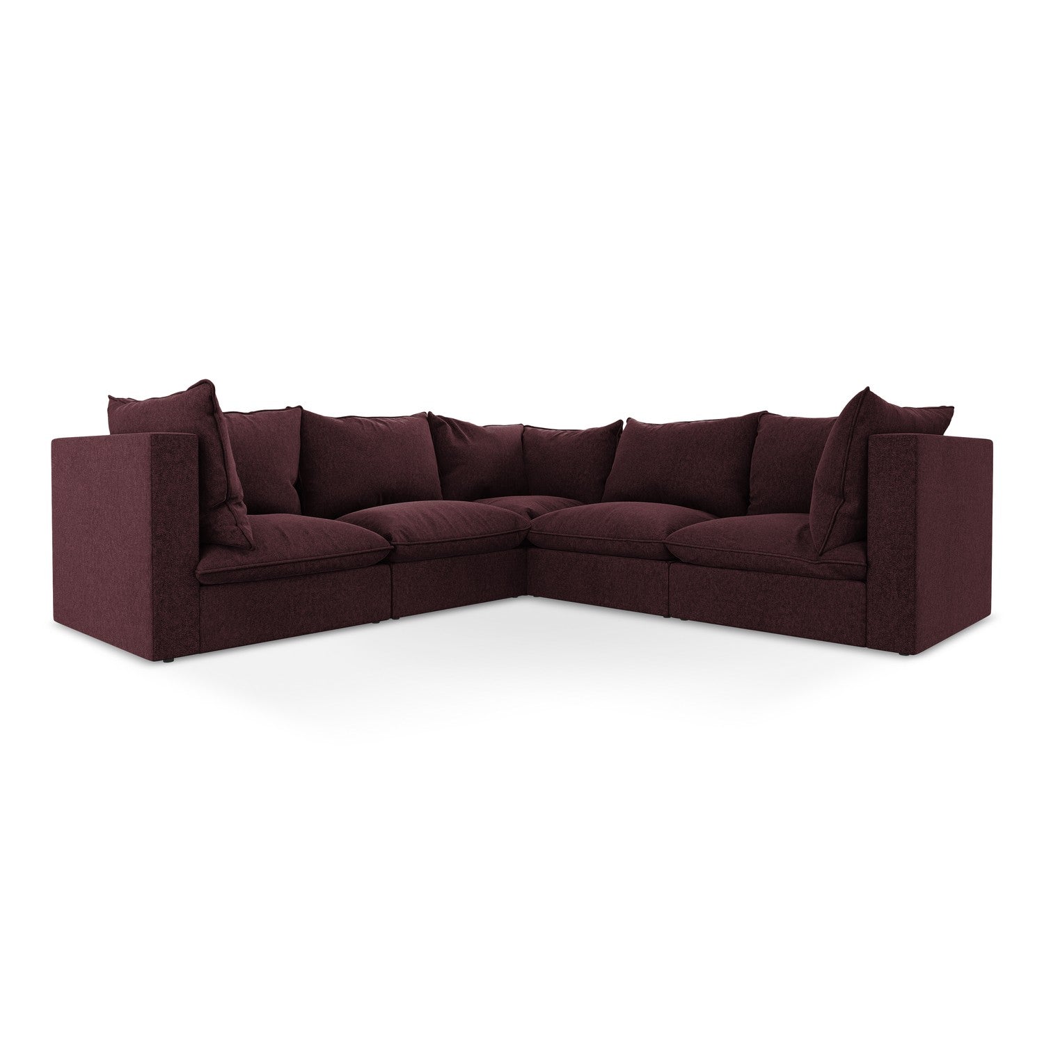 LaMiaSofa Modulaire hoekbank Ravenna - velours - bourgondië - 255x255x