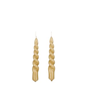 Mica Decorations Twist Kaars – Set van 2 – H15 cm – Lichtbruin, glanze Mica Decorations Twist Kaars – Set van 2 – H15 cm – Lichtbruin, glanze