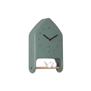 Karlsson wandklok Love Birds – groen – 7.1x20x32cm Karlsson wandklok Love Birds – groen – 7.1x20x32cm