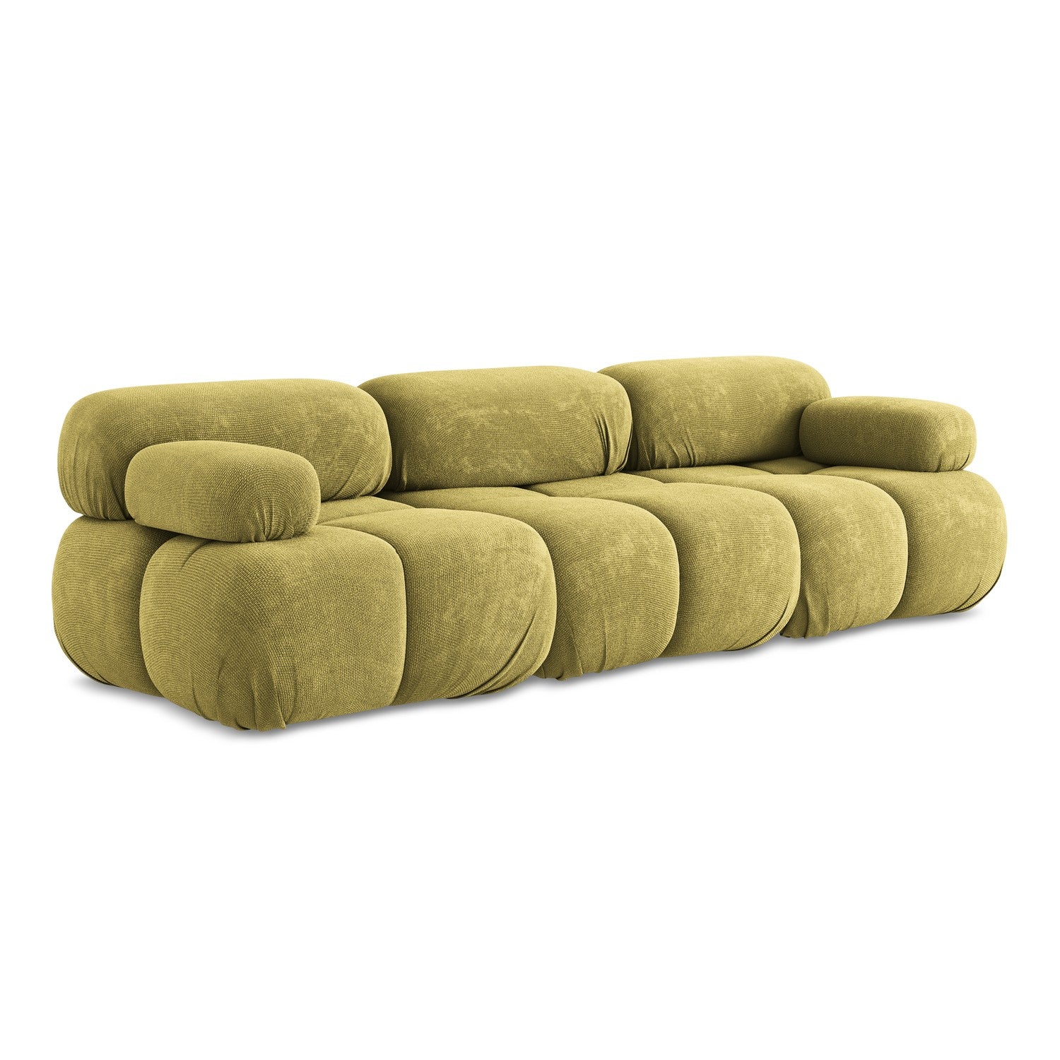 LaMiaSofa 3-zits bank Sanremo - chenille stof - limoengroen - 285x96x7