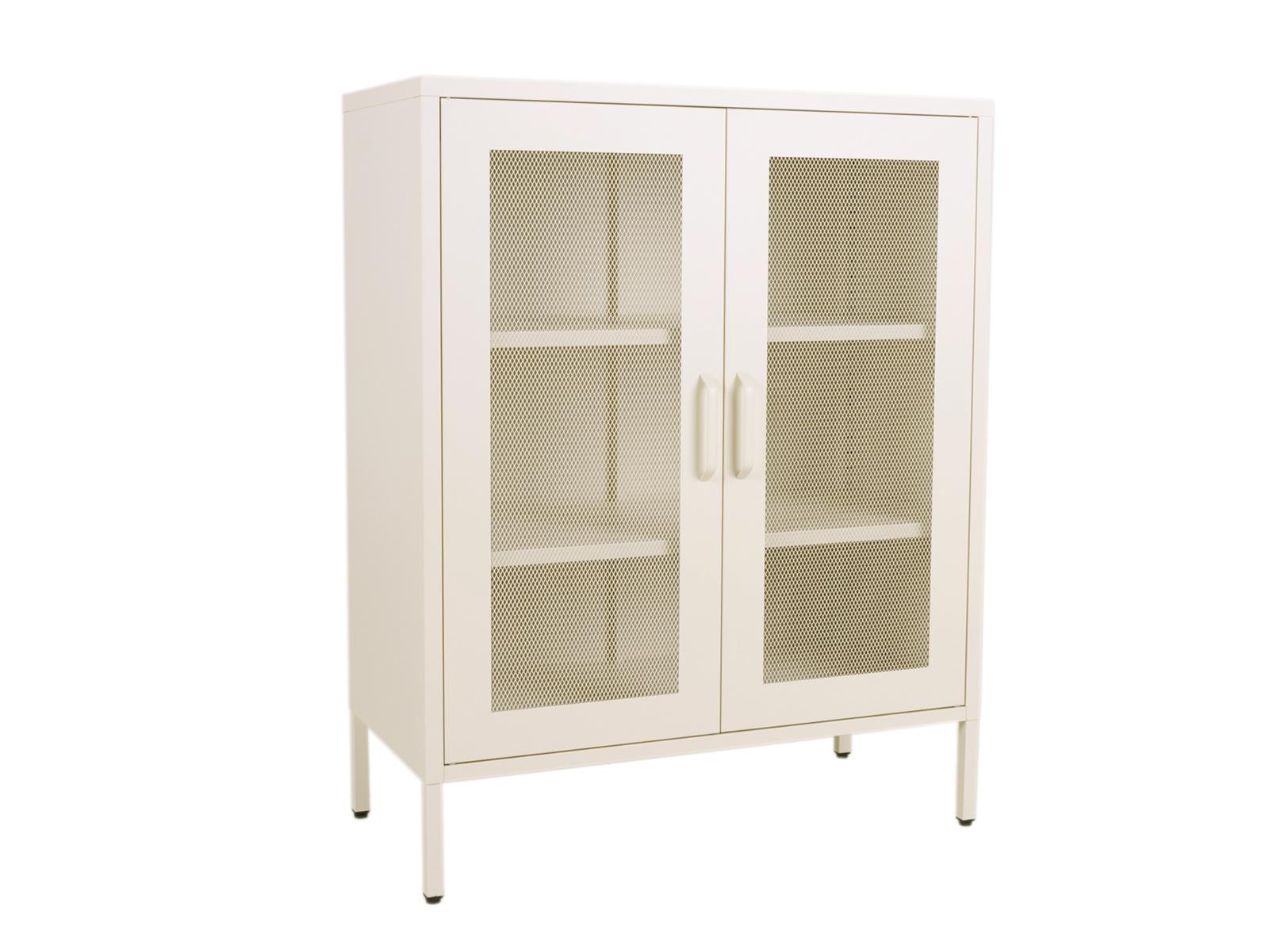 MaximaVida metalen locker vitrine kast Finn 102 x 80 x 40 cm ivoor - 2