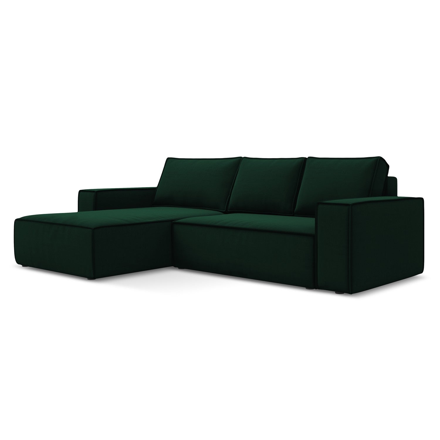 LaMiaSofa hoekbank links Livorno - velours - flessengroen - 290x185x82