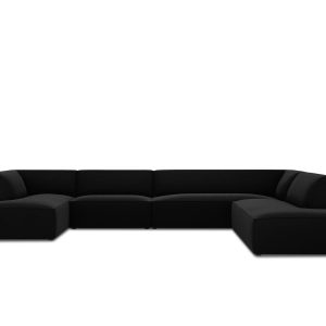 Micadoni Panoramische hoekbank rechts Ruby 7-zits, flueel, zwart – 273 Micadoni Panoramische hoekbank rechts Ruby 7-zits, flueel, zwart – 273