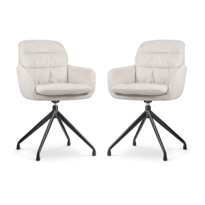 Nolon Nola-Mia Draaibare Eetkamerstoelen Beige – Zwart – set van 2 Nolon Nola-Mia Draaibare Eetkamerstoelen Beige – Zwart – set van 2