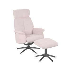 LABEL51 Fauteuil Verdal – Naturel Bouclé – Incl. Hocker – Draaibaar LABEL51 Fauteuil Verdal – Naturel Bouclé – Incl. Hocker – Draaibaar