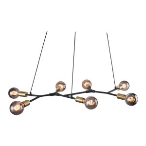 Nordlux Josefine Hanglamp – 7-lichts E27 – Zwart/Messing