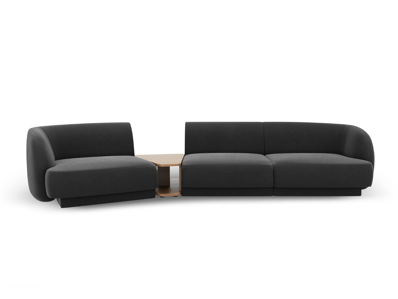 Micadoni linker modulaire bank Miley 3-zits, flueel, grijs - 126x303x7