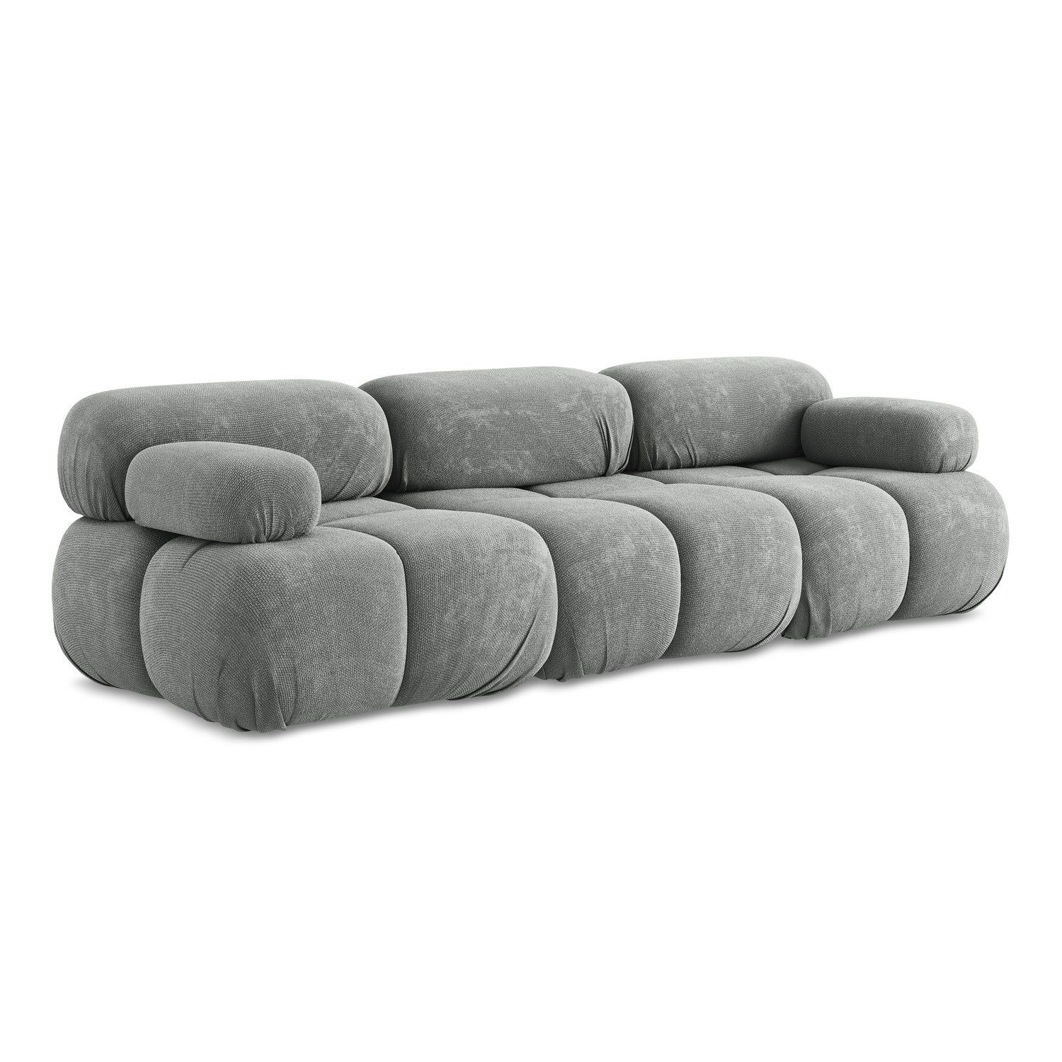 LaMiaSofa 3-zits bank Sanremo - chenille stof - grijs - 285x96x70