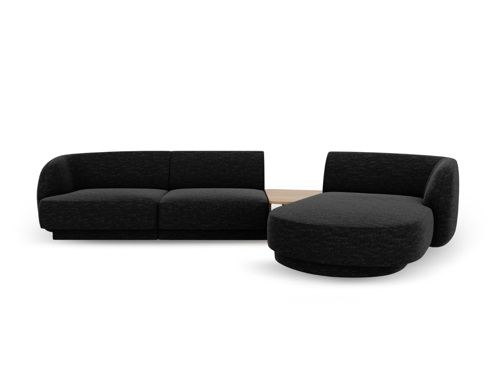 Micadoni Rechte modulaire bank Miley 3-zits, chenille, zwart - 178x303