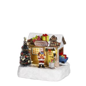LuVille Kerstdorp Miniatuur Inpakfabriek – L17 x B13 x H14 cm LuVille Kerstdorp Miniatuur Inpakfabriek – L17 x B13 x H14 cm