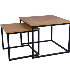 MaximaVida vierkante salontafel set Kiev XL 60 cm – rustiek eikenhout MaximaVida vierkante salontafel set Kiev XL 60 cm – rustiek eikenhout