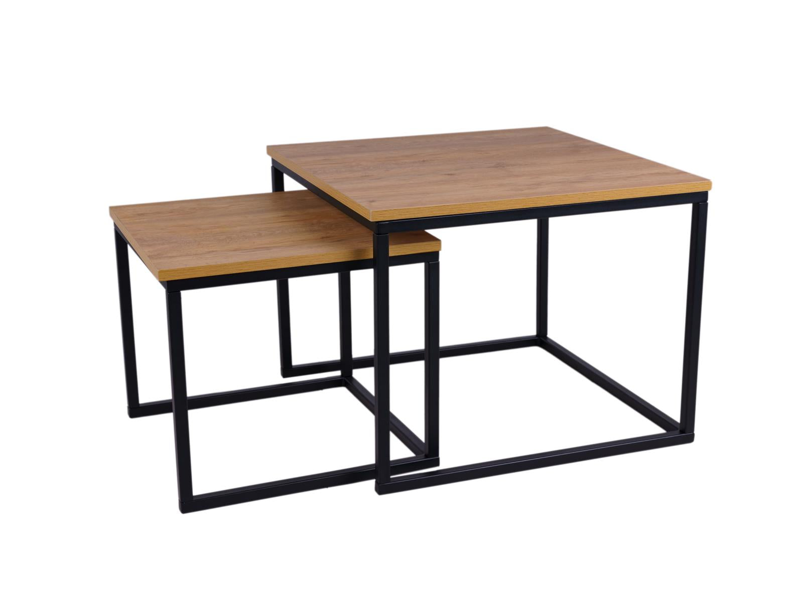 MaximaVida vierkante salontafel set Kiev XL 60 cm - rustiek eikenhout