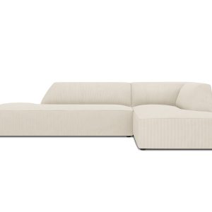 Micadoni rechter hoekbank Ruby 4-zits, ribfluwelen, lichtbeige – 180×2