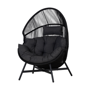 Lisomme Ayla Rattan Tuin Loungestoel Zwart – Met Zitkussens Lisomme Ayla Rattan Tuin Loungestoel Zwart – Met Zitkussens