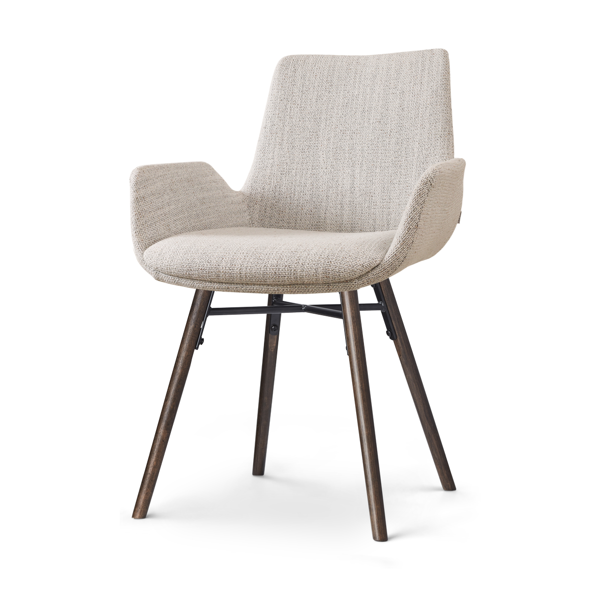 Nolon Nena-Eef Eetkamerstoel Beige Gemêleerd - met Armleuning - Walnoo