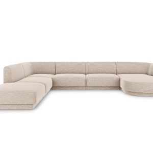 Micadoni Panoramische hoekbank links Miley 6-zits, chenille, beige – 2 Micadoni Panoramische hoekbank links Miley 6-zits, chenille, beige – 2