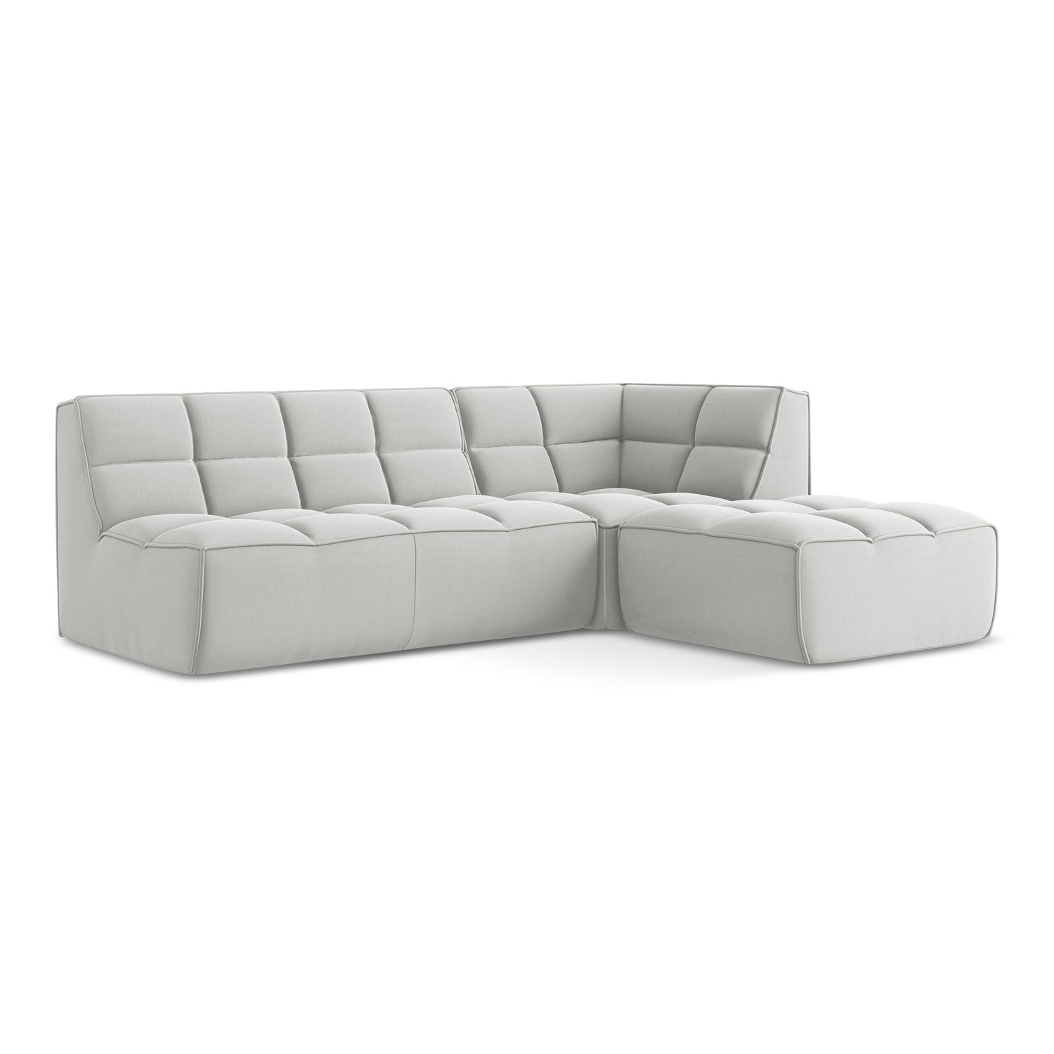 LaMiaSofa Modulaire hoekbank rechts Belluno - velours - zilver - 258x1