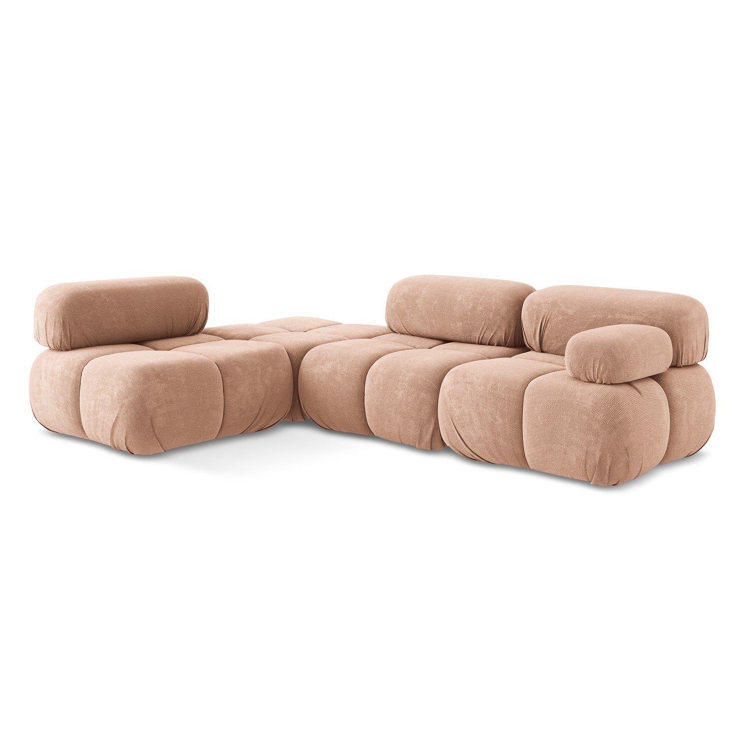 LaMiaSofa hoekbank links Sanremo - chenille stof - perzik - 285x190x70