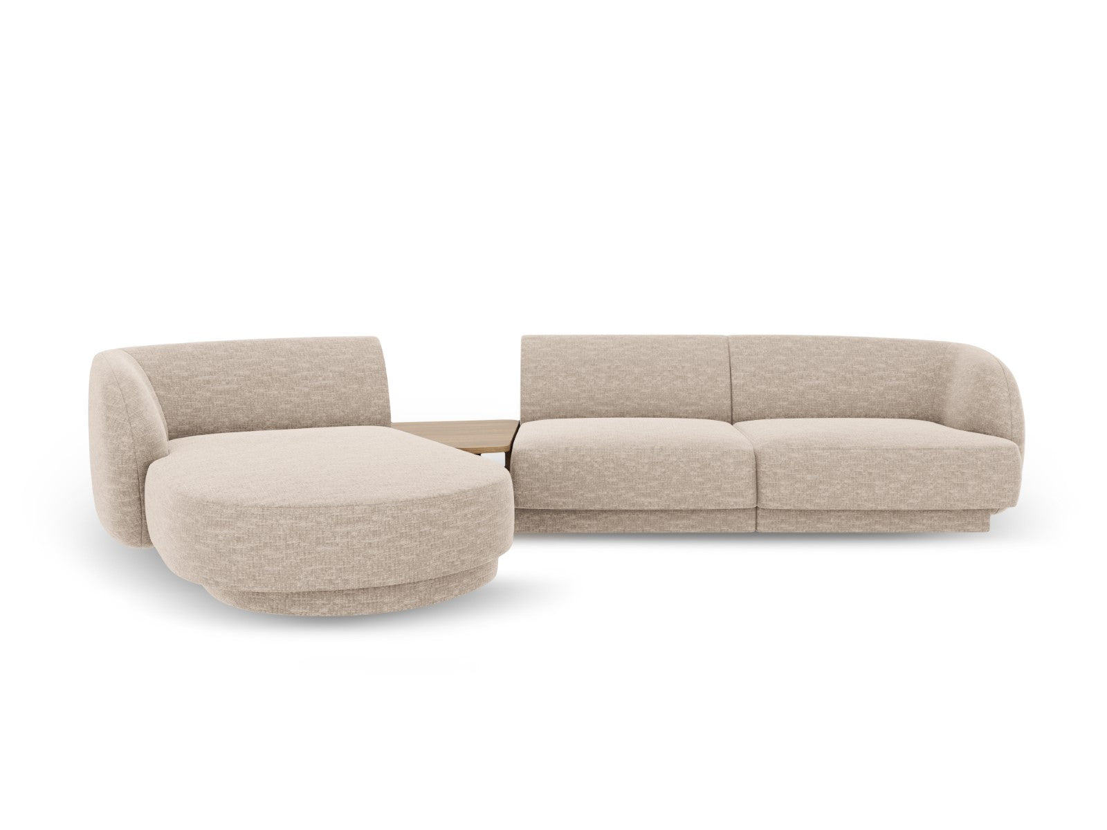 Micadoni linker modulaire bank Miley 3-zits, chenille, beige - 178x303
