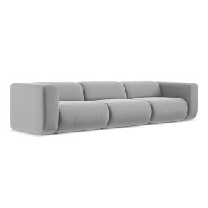 LaMiaSofa 4-zits bank Bari – velours – grijs – 319x89x70
