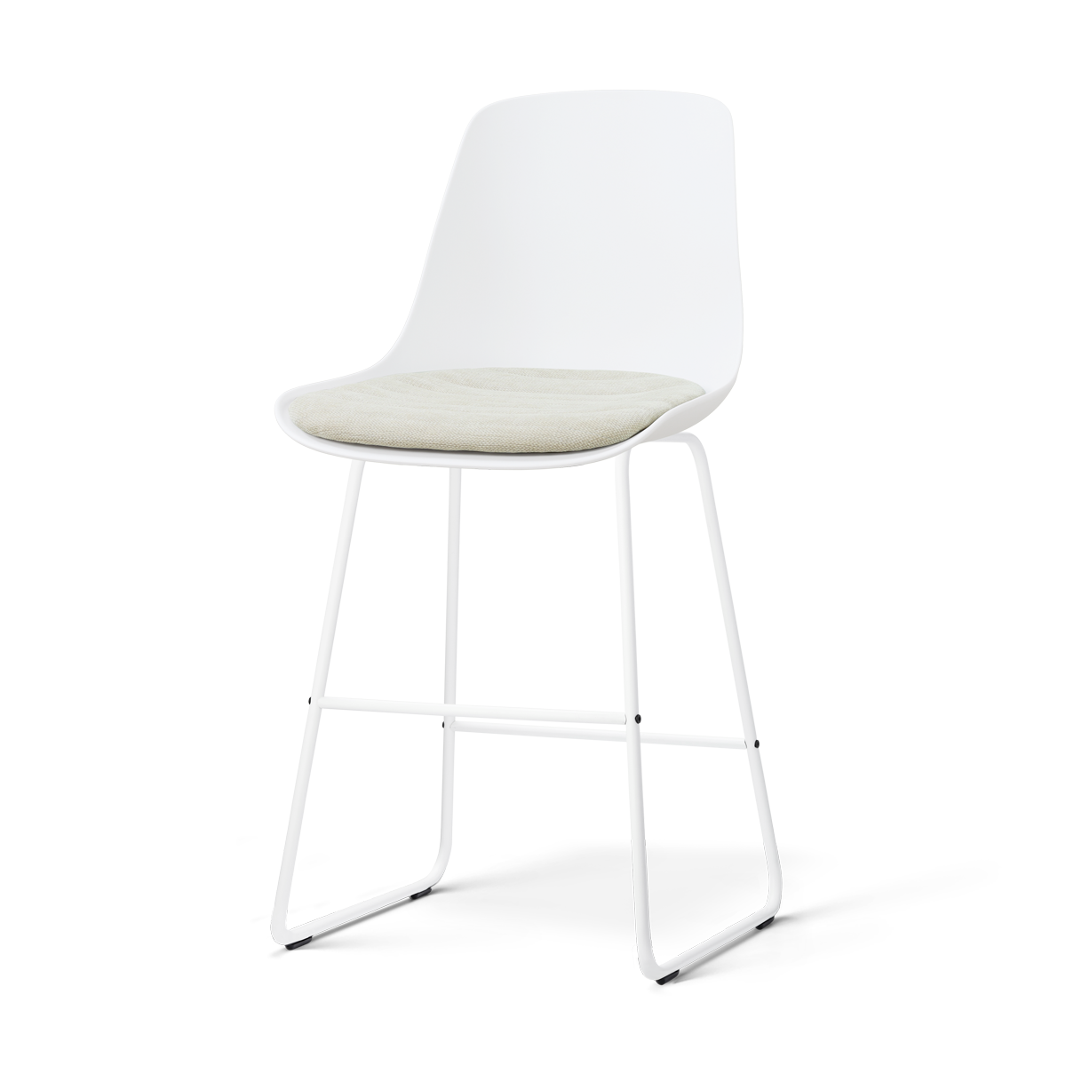 Nolon Nino-Liv Barkruk Wit met Naturelbeige Zitkussen Witte Poten 65 C