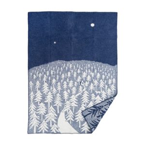 Klippan 100% wollen deken – House in the forest – blauw – 130x200cm