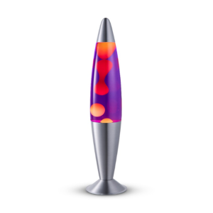 Lighto | Lavalamp zilver – paarse vloeistof met gele lava Lighto | Lavalamp zilver – paarse vloeistof met gele lava