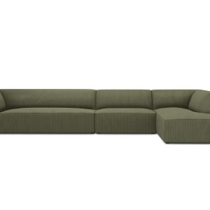 Micadoni rechter hoekbank Ruby 5-zits, ribfluwelen, groente – 180x366x Micadoni rechter hoekbank Ruby 5-zits, ribfluwelen, groente – 180x366x