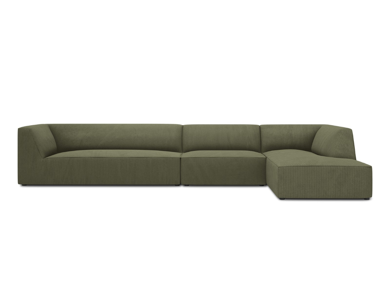 Micadoni rechter hoekbank Ruby 5-zits, ribfluwelen, groente - 180x366x